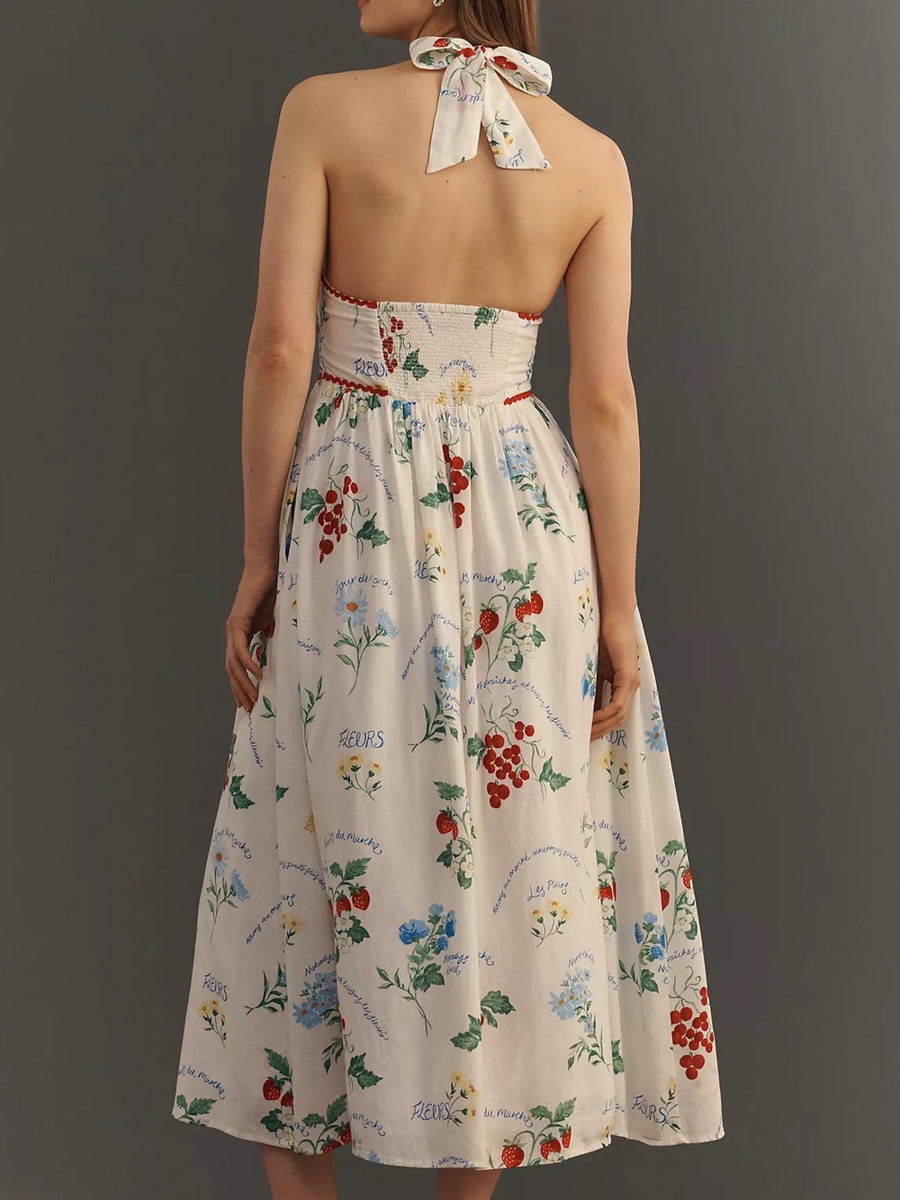 NOBODY’S CHILD WHITE PRINTED HALTERNECK HALLIE MIDI DRESS - Picture 6 of 11